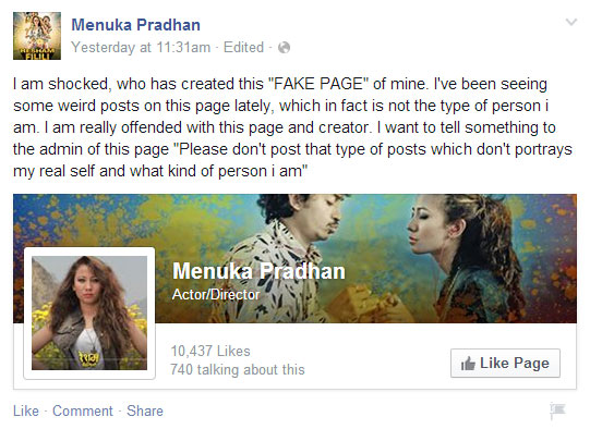 menuka-pradhan-fake-facebook-page