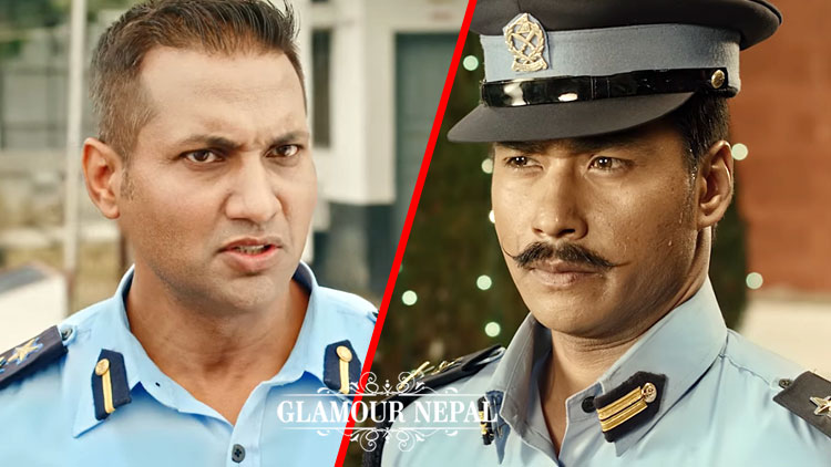 Nepalese Popular Actors Nikhil Upreti Saugat Malla Featuring in Nepali Movie SANRAKSHAN