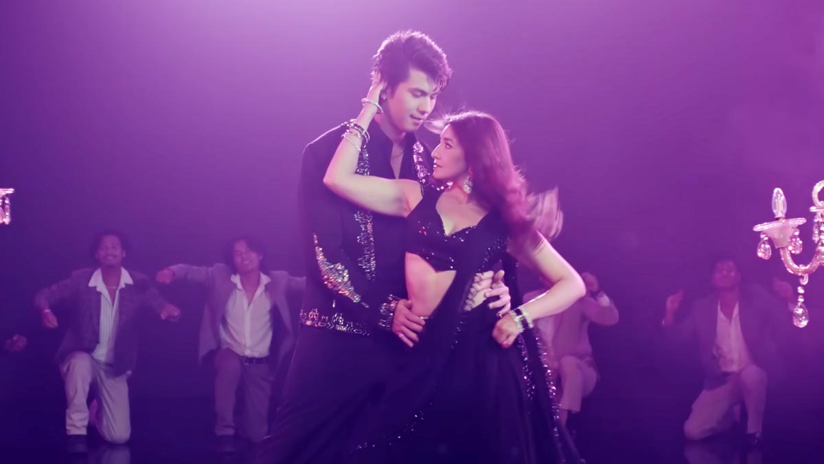 Anmol Kc snd Aachal Sharma performing dance in the song of nepali movie 'Jerry on Top'