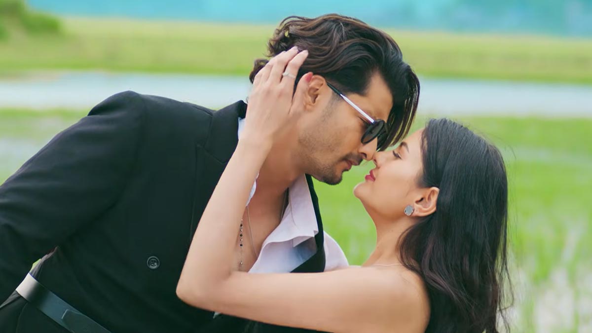 Screen Shot of Actor Suraj Poudel and Actress Binita Karki Romantic mood from Nepali Movie PR song