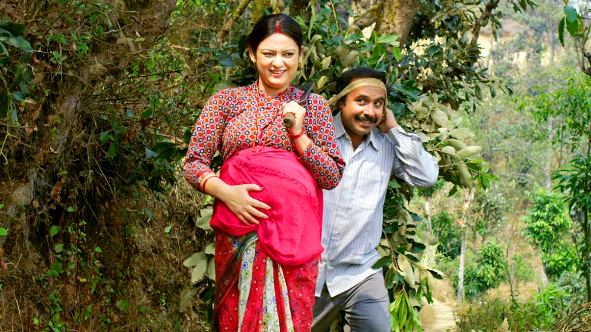 Barsha Raut and Bijay Baral from the scenr of Nepali Movie Malati Mangale