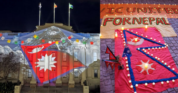 Geelong Lights Up in Nepal’s Flag Colours in Solidarity with Flood Victims