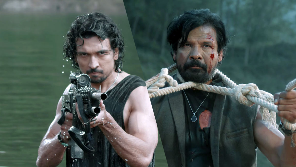 Biraj Bhatt and Samir Bhatt face each other in the Nepali action film 12 Gaun 2